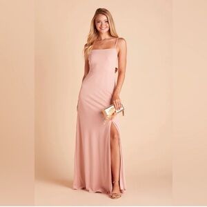 Birdy Grey Blush Pink Spaghetti Strap Evening Gown